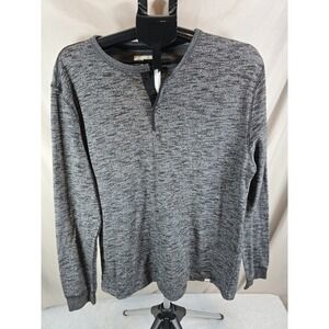 Mens FREE ASSEMBLY Gray Long Sleeve Henley Shirt Size Large